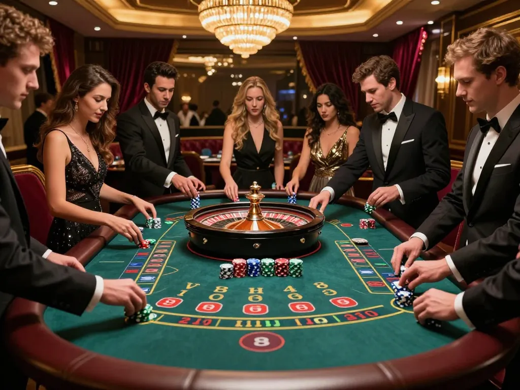 Players enjoy roulette action at a stylish casino table showcasing dn88 excitement and gameplay strategies.