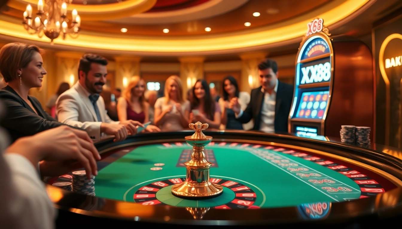 Join the action at XX88 with vibrant casino chips and a roulette wheel in play.