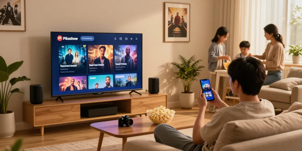 Enjoy streaming with Pikashow APK download on a large TV in a cozy living room.