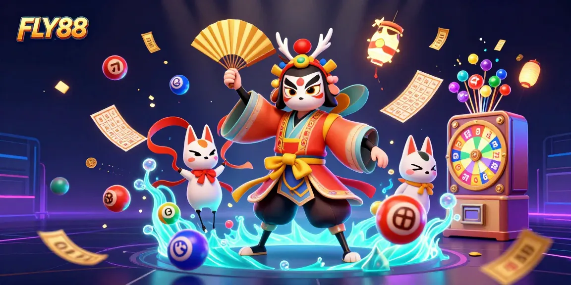 Experience the excitement of FLY88 with a vibrant and dynamic casino scene, showcasing traditional elements and modern gaming.