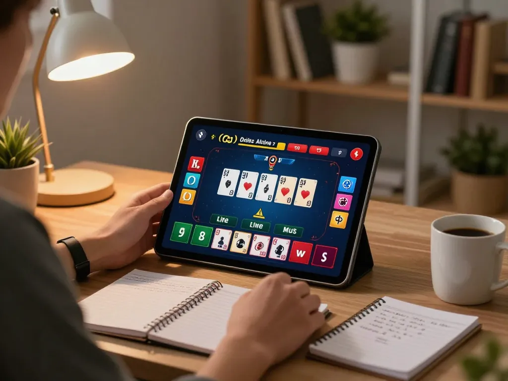Engaging online gaming experience at home with live dealer game interface showcasing nhacaiuytinn.