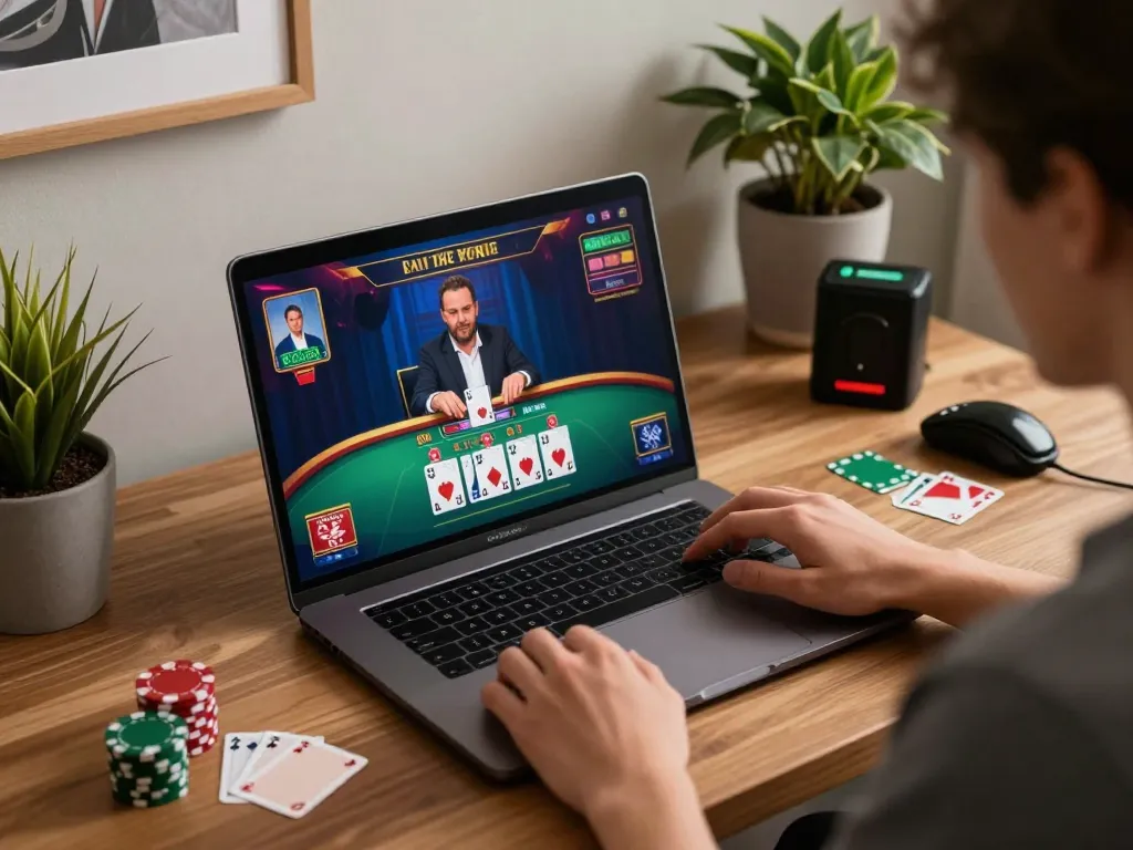 Engaging scene of Go8 online gaming session showcasing live dealer blackjack gameplay.