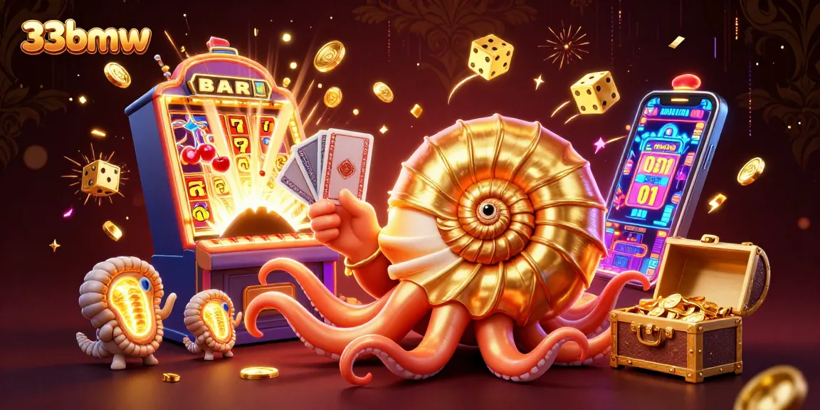 Engage with 33bmw's exciting gambling world featuring a vibrant 3D illustration of casino elements.