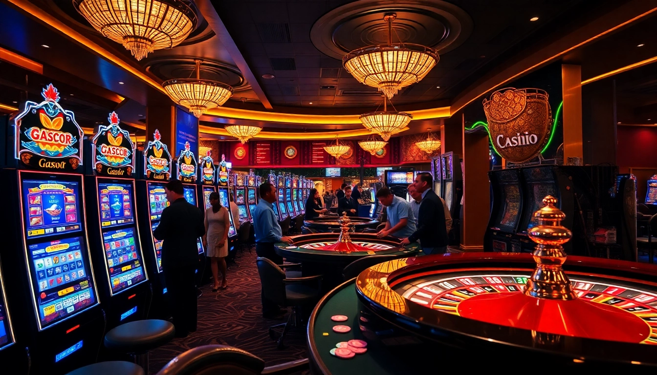 Playing slot gacor machines at a dazzling casino full of excitement and luxury.