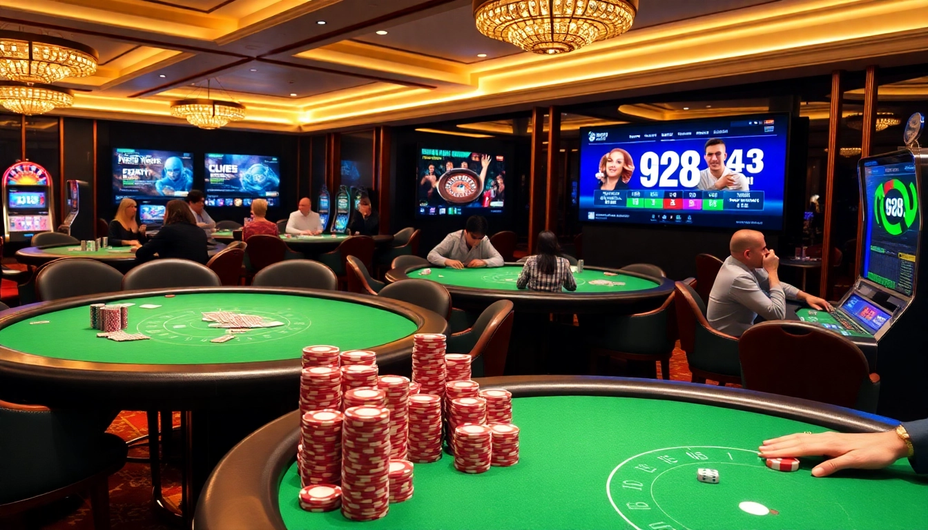 Experience thrilling gambling action at https://g28.tech/ with poker chips and vibrant casino tables.