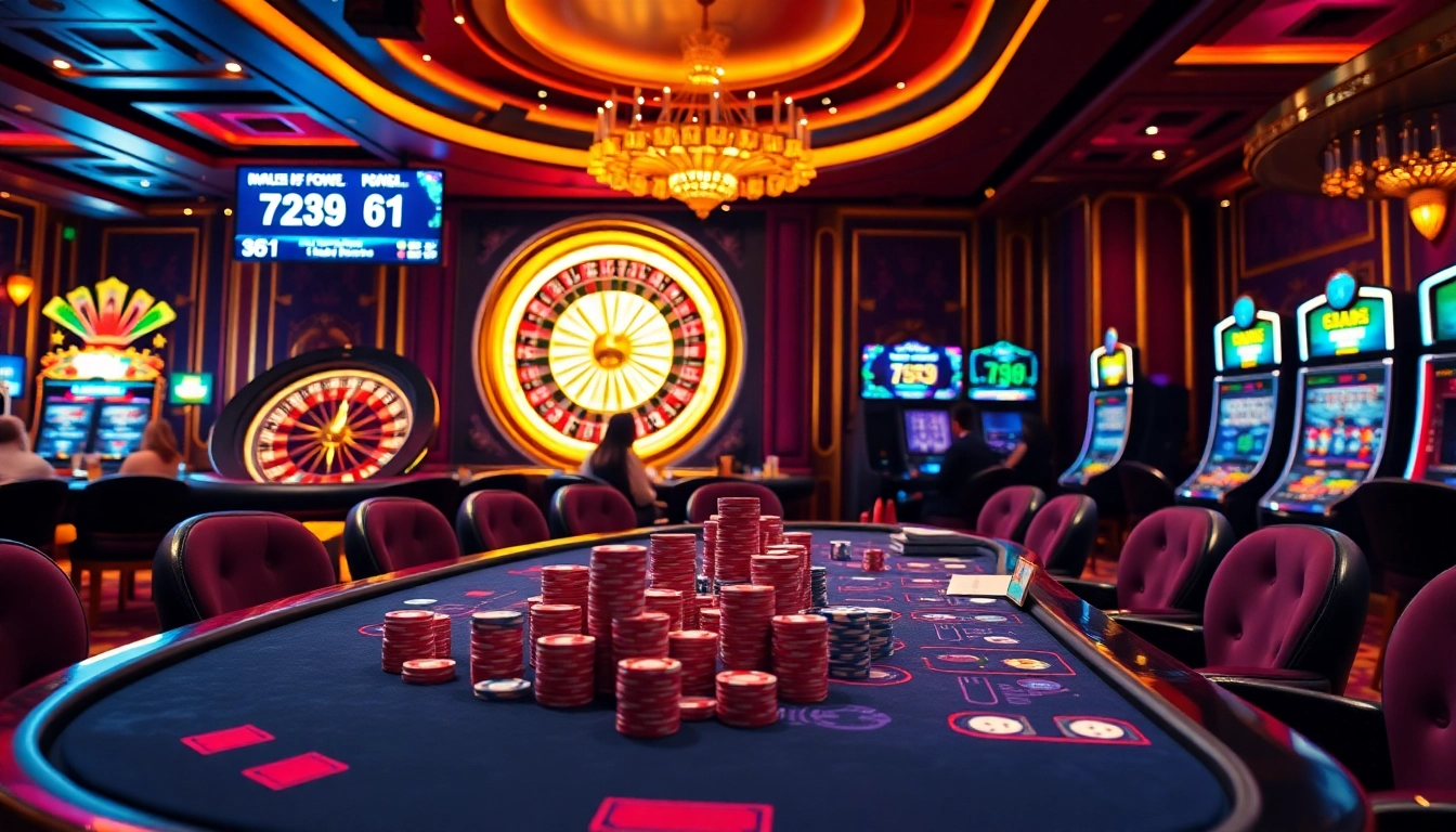 Join the excitement at 789club as players strategize at poker tables filled with colorful chips.