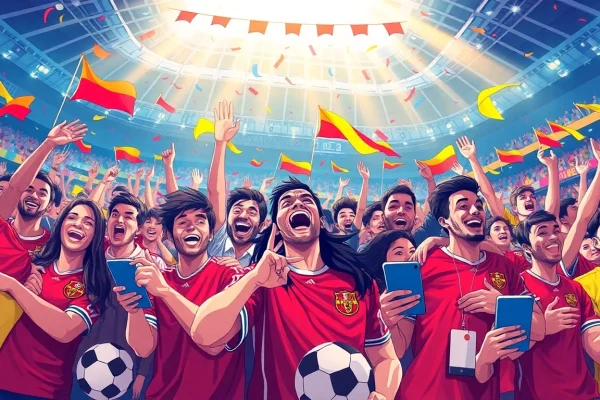 A dynamic scene of sports fans at a football match, reflecting the vibrant community at joemadfan.com.