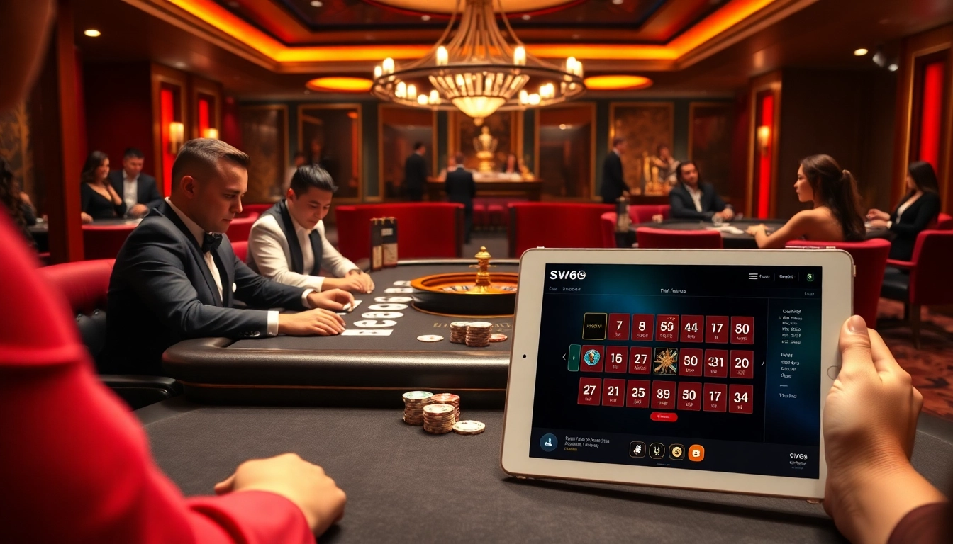 Play poker at SV66's luxurious casino, featuring high-stakes tables and vibrant atmosphere.