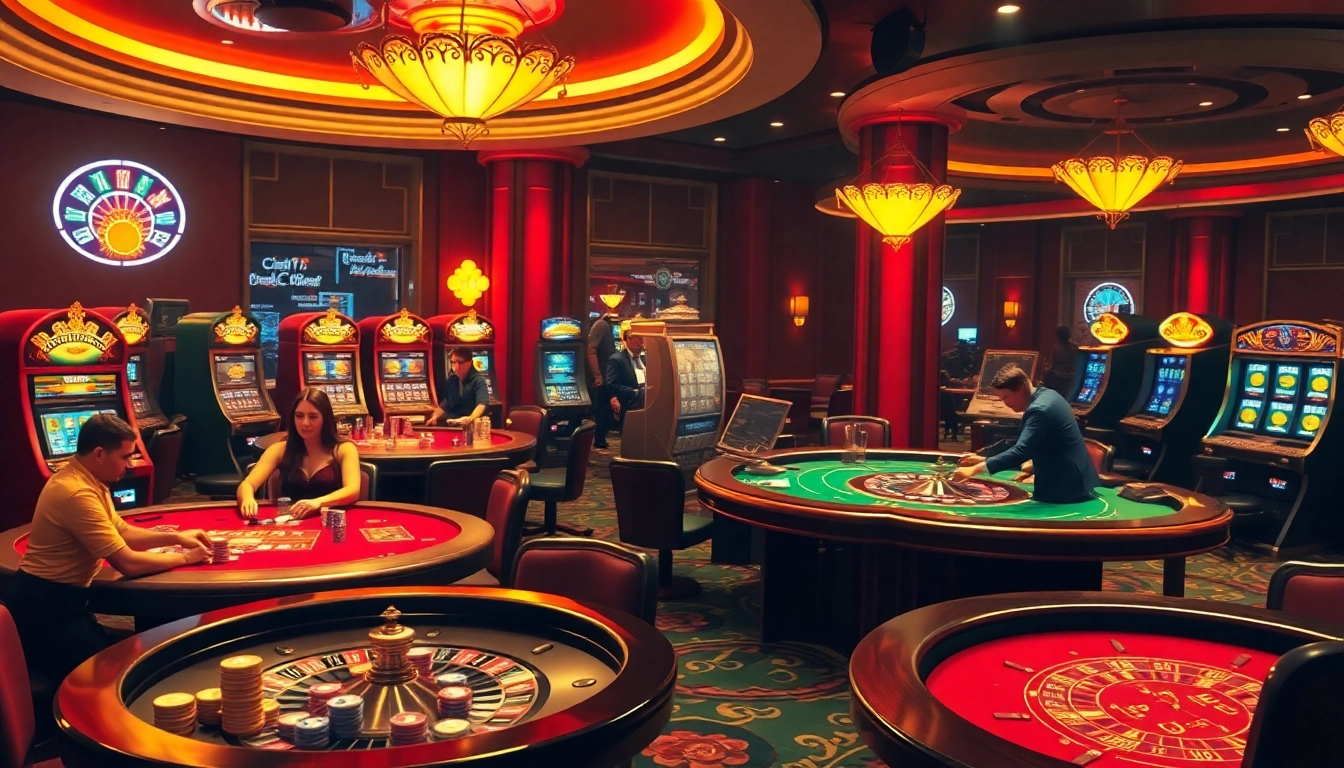 Experience the thrill of gaming action at rikvip.gb.net with exciting casino tables and vibrant poker chips.