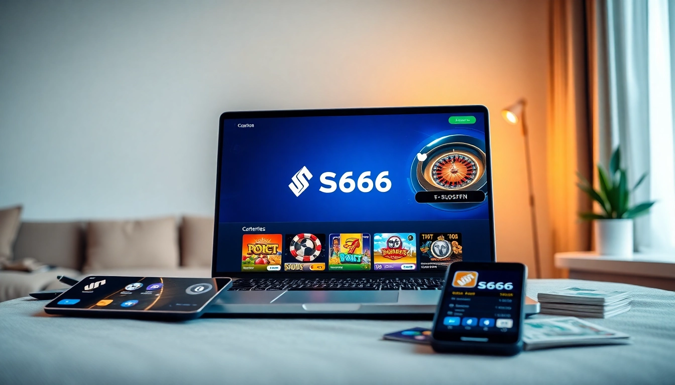 Online gambling interface at s666.nyc showcasing various games in a modern setting.