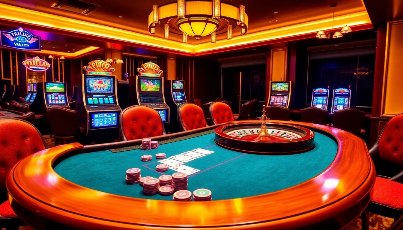 Experience the thrill of high-stakes gambling with VaoluoiTV at an elegant poker table.
