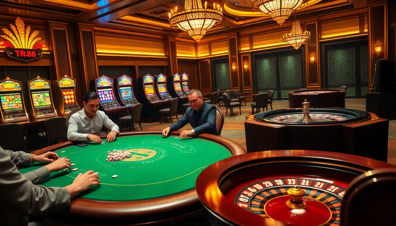 Gambling excitement at a luxurious casino with strategic betting elements inspired by tr88.