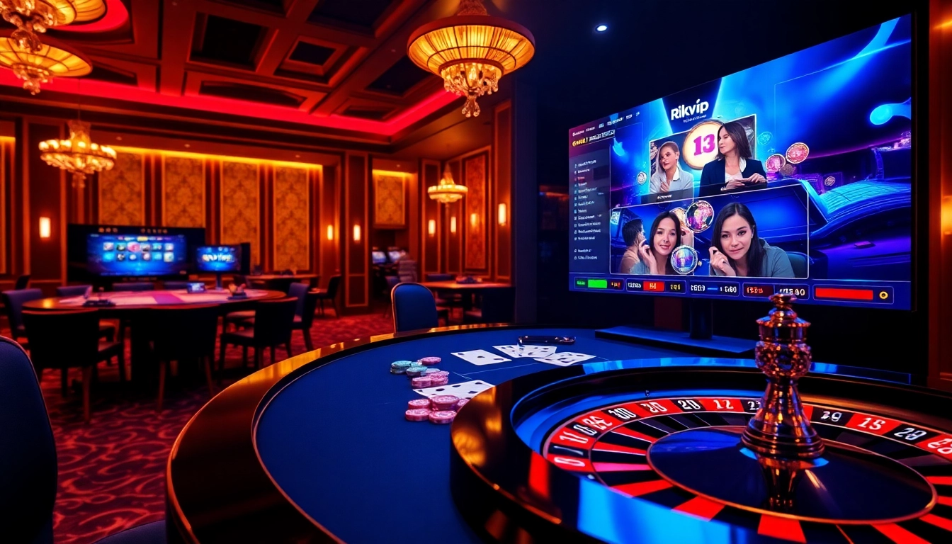Experience the thrill of live gaming with rikvip as players engage at a modern virtual casino.
