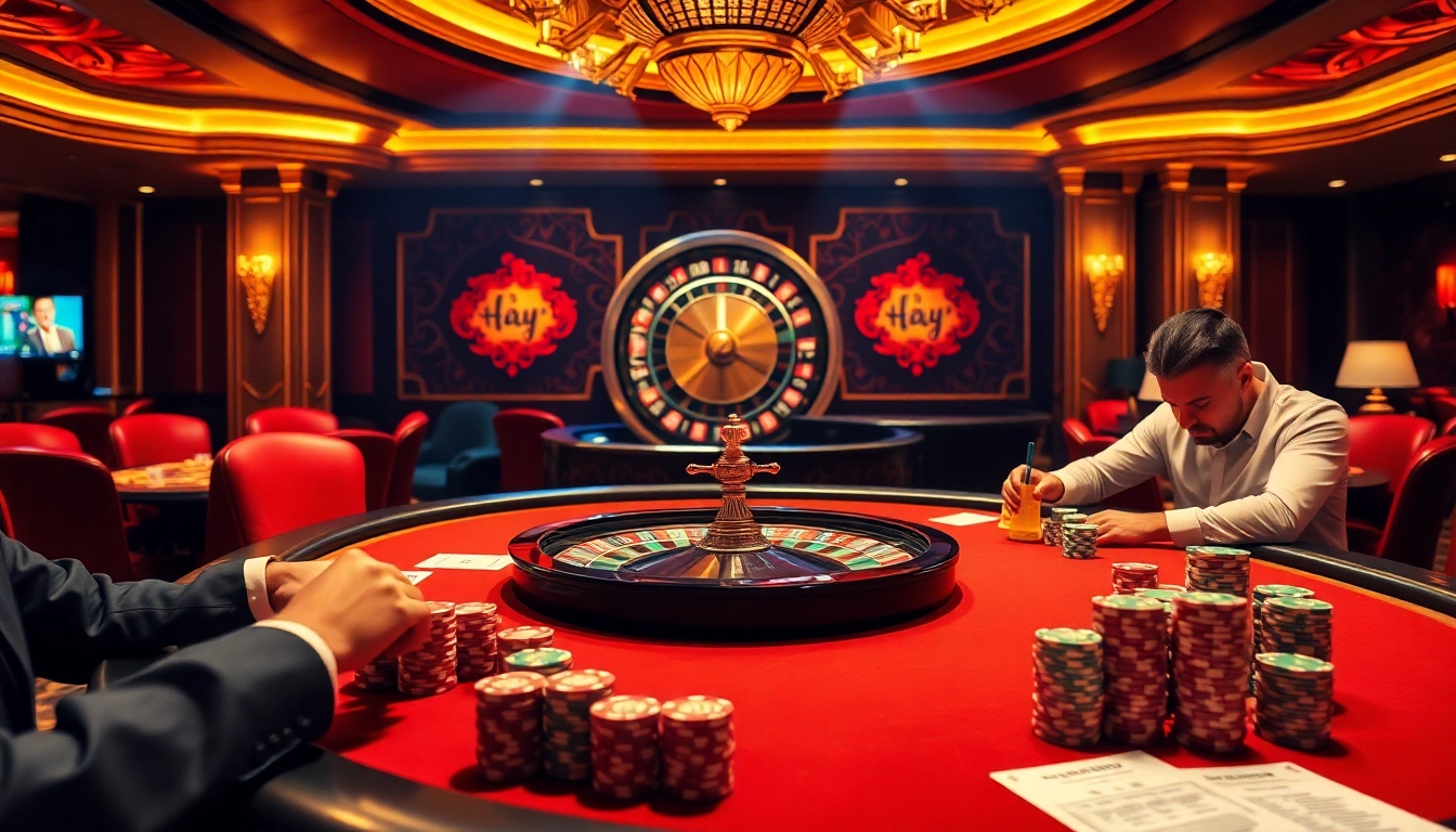 Experience the excitement of winning with a vibrant casino scene focused on hay win strategy.